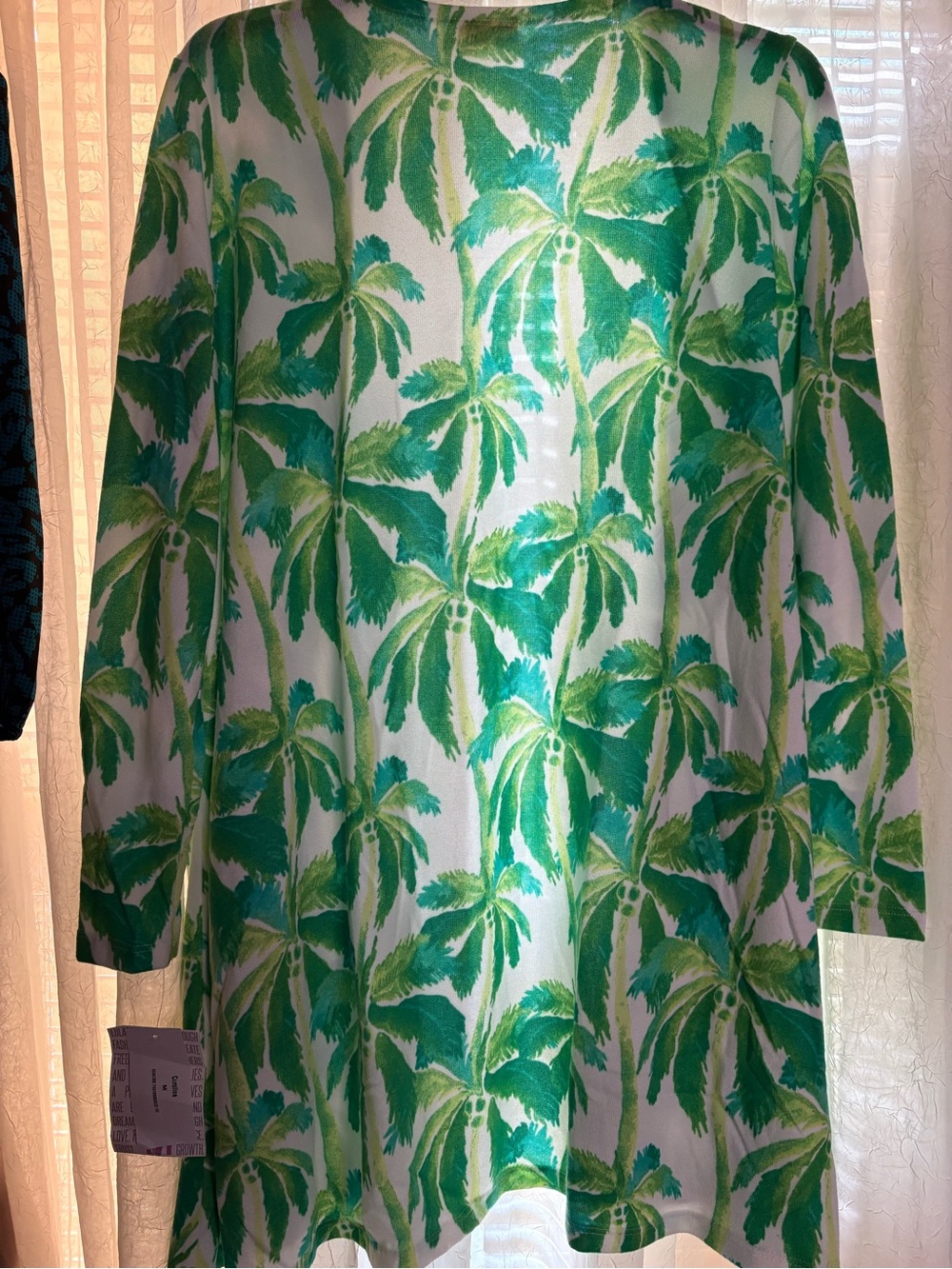 LuLaRoe Teal and Light Green Palm Leaf cardigan